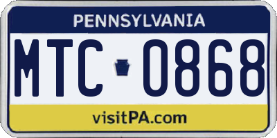 PA license plate MTC0868