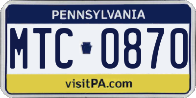 PA license plate MTC0870