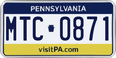 PA license plate MTC0871
