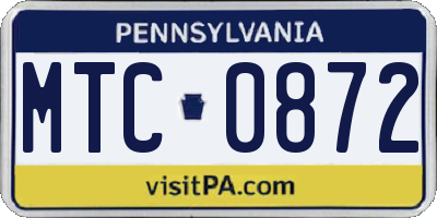 PA license plate MTC0872