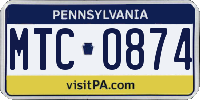 PA license plate MTC0874