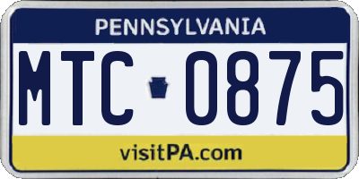 PA license plate MTC0875