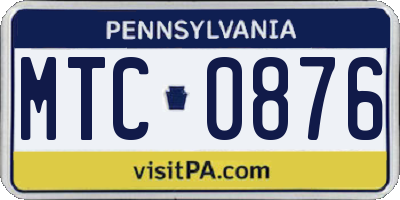 PA license plate MTC0876