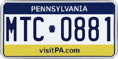 PA license plate MTC0881