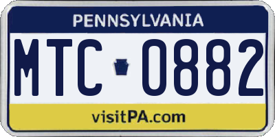 PA license plate MTC0882