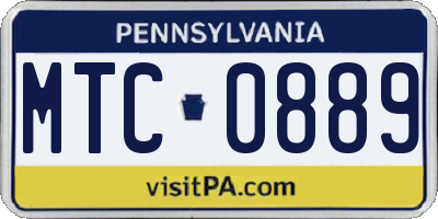 PA license plate MTC0889