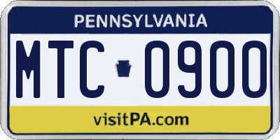 PA license plate MTC0900