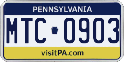 PA license plate MTC0903