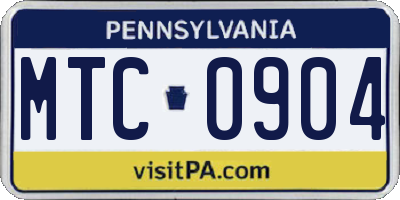 PA license plate MTC0904
