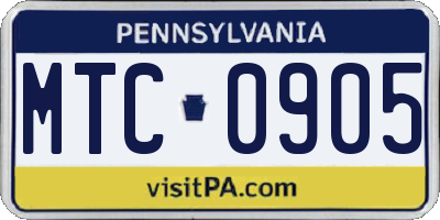 PA license plate MTC0905