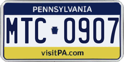 PA license plate MTC0907