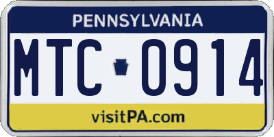 PA license plate MTC0914