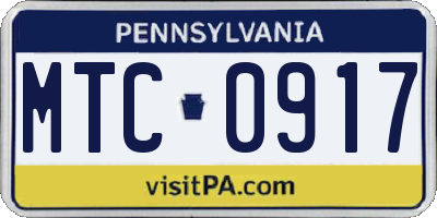 PA license plate MTC0917