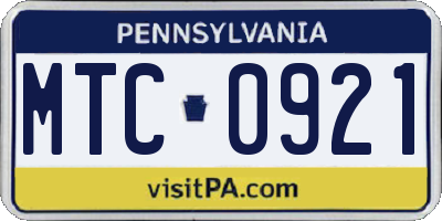 PA license plate MTC0921