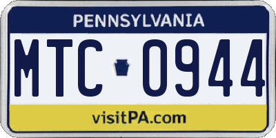 PA license plate MTC0944
