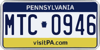 PA license plate MTC0946