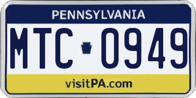 PA license plate MTC0949