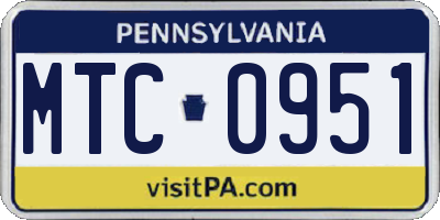 PA license plate MTC0951