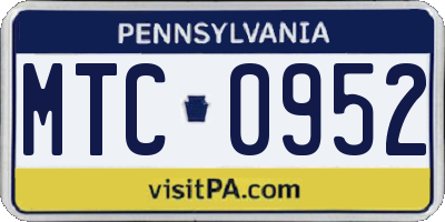 PA license plate MTC0952