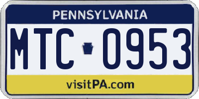 PA license plate MTC0953