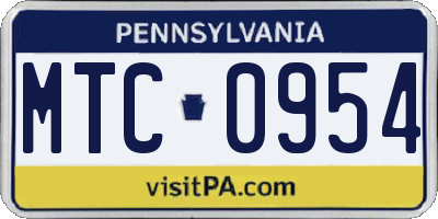 PA license plate MTC0954