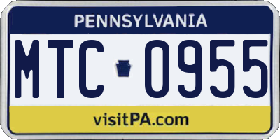 PA license plate MTC0955
