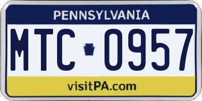 PA license plate MTC0957