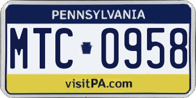 PA license plate MTC0958