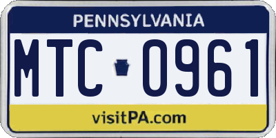 PA license plate MTC0961