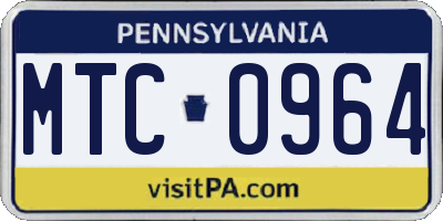 PA license plate MTC0964