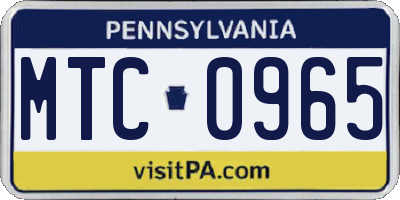 PA license plate MTC0965
