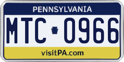 PA license plate MTC0966