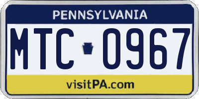 PA license plate MTC0967