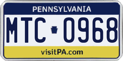 PA license plate MTC0968