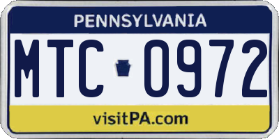 PA license plate MTC0972