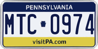 PA license plate MTC0974