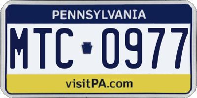 PA license plate MTC0977