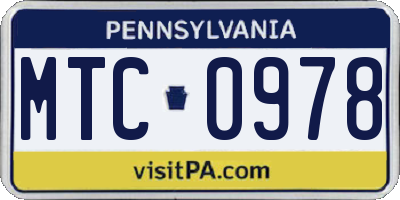 PA license plate MTC0978