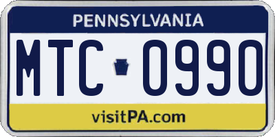 PA license plate MTC0990