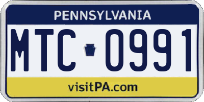 PA license plate MTC0991
