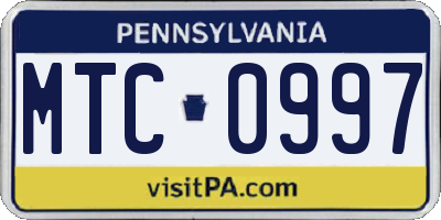 PA license plate MTC0997