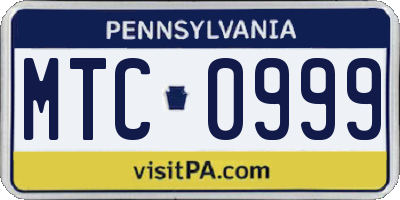 PA license plate MTC0999
