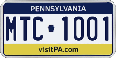 PA license plate MTC1001