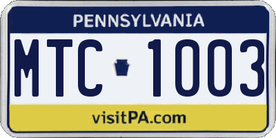 PA license plate MTC1003
