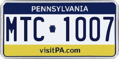 PA license plate MTC1007