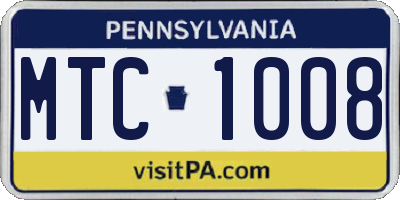 PA license plate MTC1008