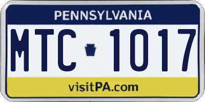 PA license plate MTC1017