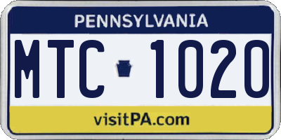 PA license plate MTC1020