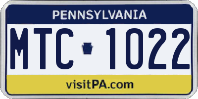 PA license plate MTC1022
