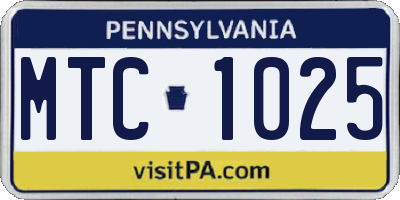 PA license plate MTC1025